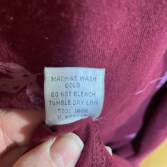 Y2K M. Mac Cotton Dress Maroon Pink Leaf Print 1X Vermont Country Store Comfy - Picture 6 of 8